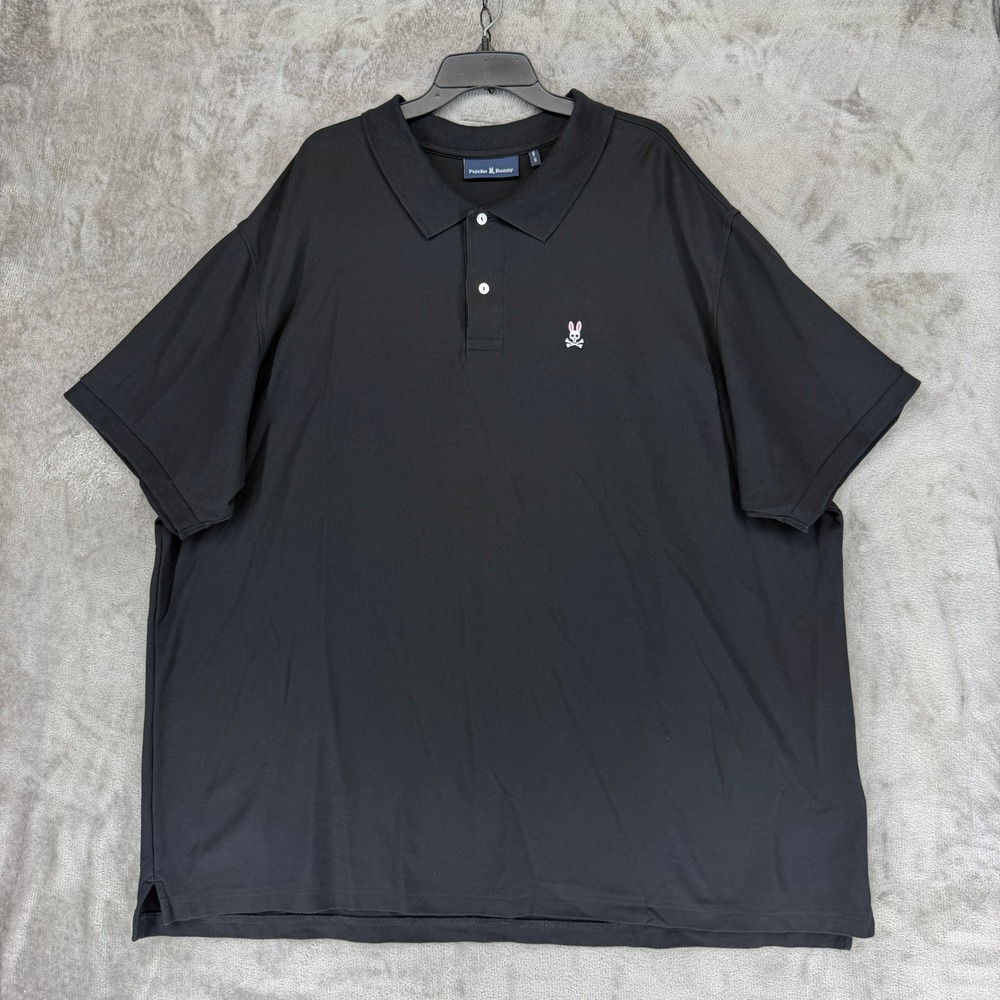 Psycho Bunny Polo Shirt Mens 5XL Black Pima Cotton Short Sleeve Logo B9K001CRPC